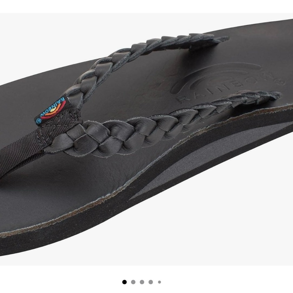 Rainbow Black Braided Flip Flops